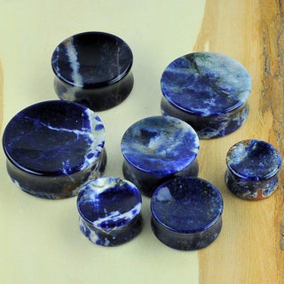 Sodalite and Moss Agate stone plugs- available in single-flare or double-flare!
