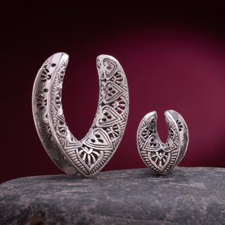 Engraved Open Top White Brass Tunnels