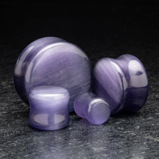 Purple Cat Eye Double Flare Glass Plugs