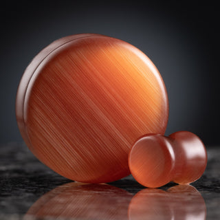 Orange Cat Eye Double Flare Glass Plugs