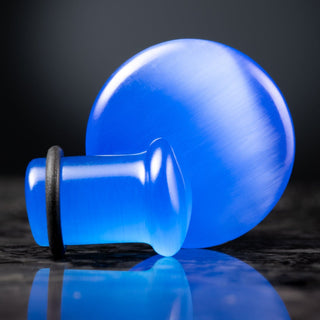 Dark Blue Glass Cat Eye Single Flare Plugs *Discontinued*