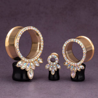 Steel Double Flare Tunnels with Marquise CZ *Discontinued*