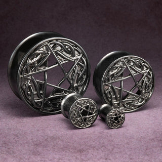 Pentagram Double Flare Steel Plugs