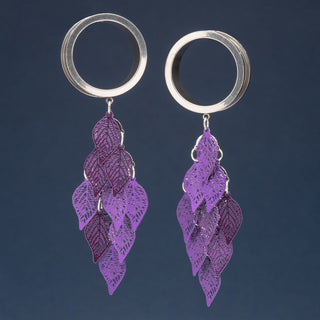 Stainless Steel Tunnels with Purple Leaves Dangles