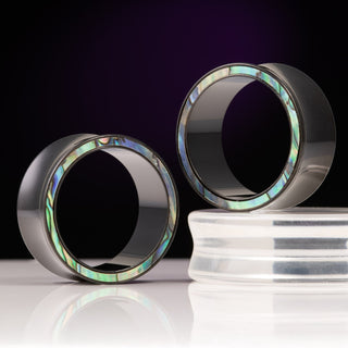 Steel Plugs with Abalone Inlay