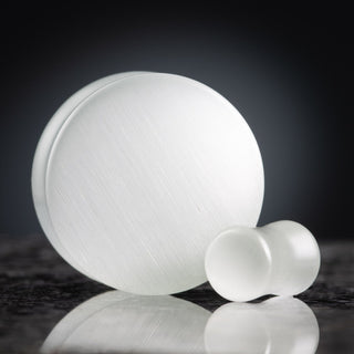 Silver/White Glass Cat Eye Plugs