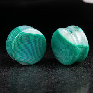 Green Agate Double Flare Plugs