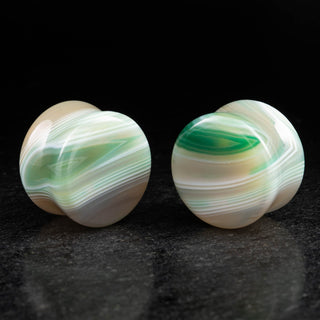 Green Agate Double Flare Plugs
