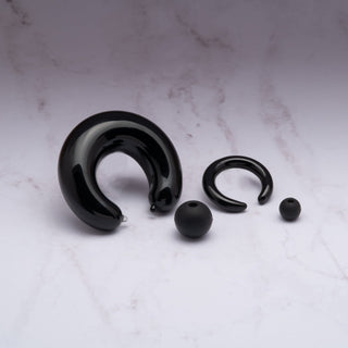 Black Glass Captive Bead Ring