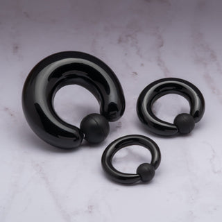 Black Glass Captive Bead Ring