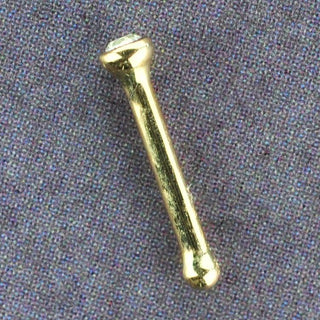 18k Gold Nose Bone with Clear CZ Gem - 22g