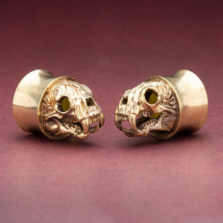 Brass Tunnels with 3D Bear Skull *Discontinued*