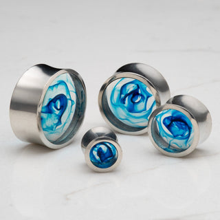 Blue Mist Epoxy and White Brass Plugs