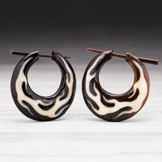 Horn Pin Earrings Hangers with Bone Inlay
