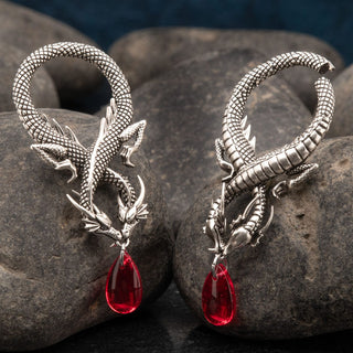 Silver Copper Dragon Hanger with Red Bead
