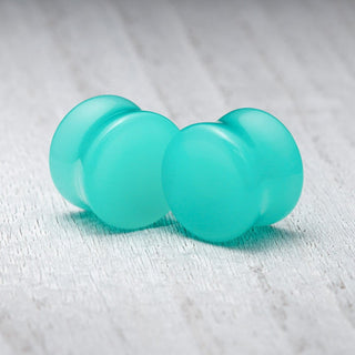 Aqua Double Flare Glass Plugs