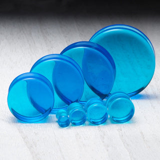 Blue Double Flare Glass Plugs