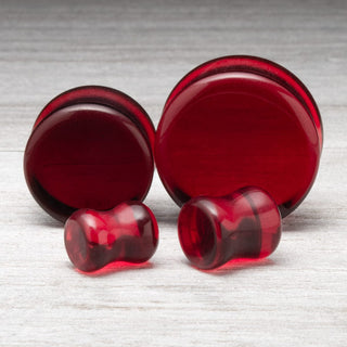 Red Double Flare Glass Plugs