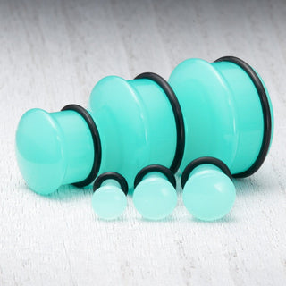 Aqua Single Flare Glass Plugs