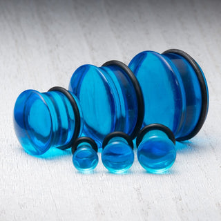 Blue Single Flare Glass Plugs