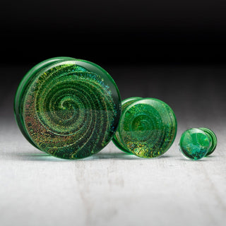 Green with Yellow and Pink Spiral Glass Plugs *Discontinued* - 11mm