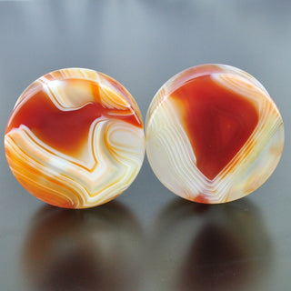 Red Banded Agate Double Flare Plugs # GRB-047-3-P