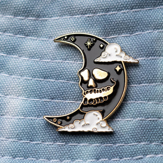 Half Moon Skull Pin