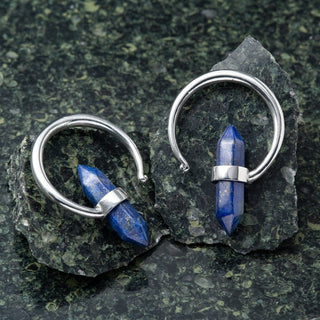 White Brass Hangers with Lapis Lazuli Pendant - 8mm