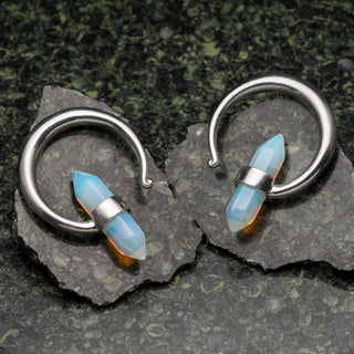 White Brass Hangers with Opalite Pendant