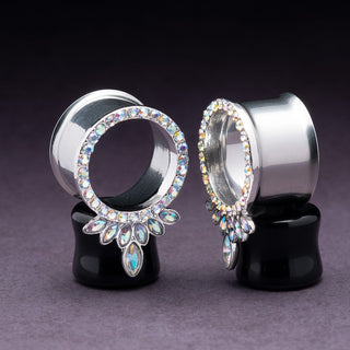 Steel Double Flare Tunnels with Marquise CZ *Discontinued*