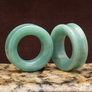 Green Aventurine Double Flare Tunnels