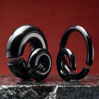Black Obsidian Hoops  (Volcanic Glass)