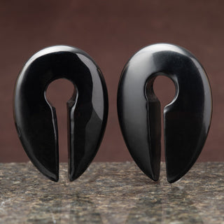 Black Obsidian (Volcanic Glass) Keyhole Weight Hangers - Small Size