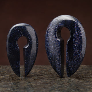 Blue Goldstone Keyhole Weight Hangers