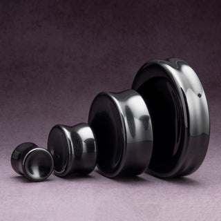 Black Obsidian (Volcanic Glass) Concave Plugs