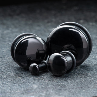 Black Obsidian (Volcanic Glass) Single Flare Plugs
