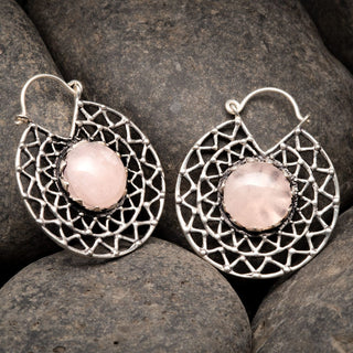 Silver Plated Brass Hangers with Rose Quartz