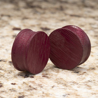 Purple Heart Wood Double Flare Plugs