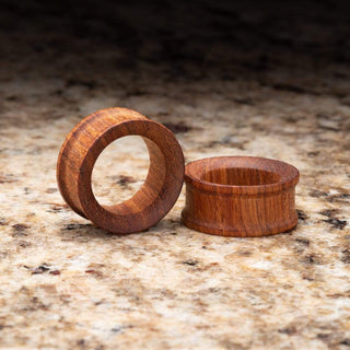 African Padauk Wood Double Flare Tunnels