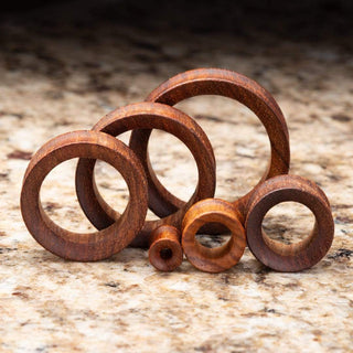 African Padauk Wood Double Flare Tunnels