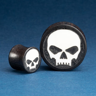 Areng Wood Plugs with Bone Skull Inlay *Discontinued* - 18mm