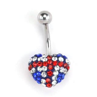 UK Flag Heart CZ Belly Ring *Discontinued*