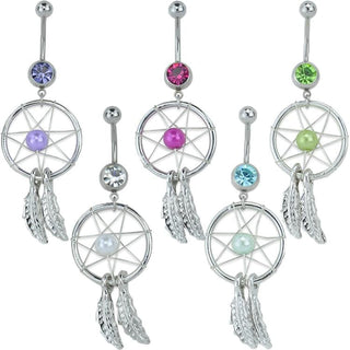 Dreamcatcher CZ Bead Belly Ring *Discontinued*