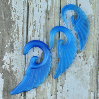 Blue Glass Cat Eye Wing Hangers