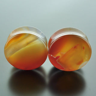 Red Banded Agate Double Flare Plugs #GRB-035-16-C (35mm)