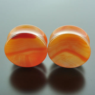 Red Banded Agate Double Flare Plugs #GRB-035-25-C (35mm)