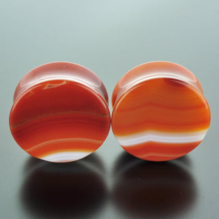 Red Banded Agate Double Flare Plugs #GRB-035-4-C (35mm)