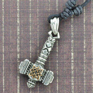 Thor's Hammer Necklace - White Brass