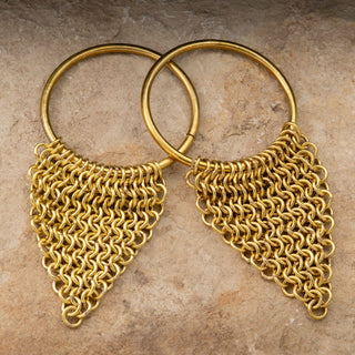 Brass Hoop Hangers with Chain Mail Dangles