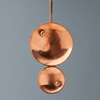 Pin Earrings with Brass and Copper Discs